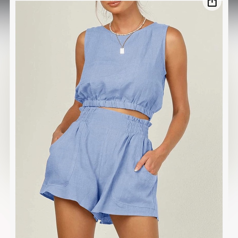 Two Piece Short Set with Pockets - Picture 2 of 4